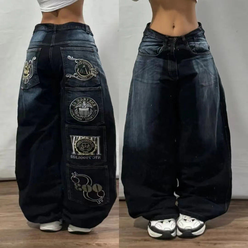 American Retro Couple Wide Leg Jeans Limorista