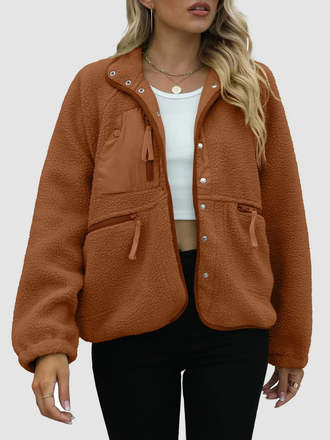 Short Cardigan Plush Jacket Lamb Wool Coat Limorista