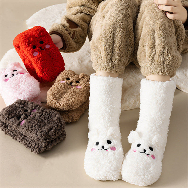 Winter Floor Socks Velvet Thicken Warm Coral Velvet Cute Socks Japanese-style Home Footwear Non-slip Socks New Year Gifts Winter Gadgets Limorista