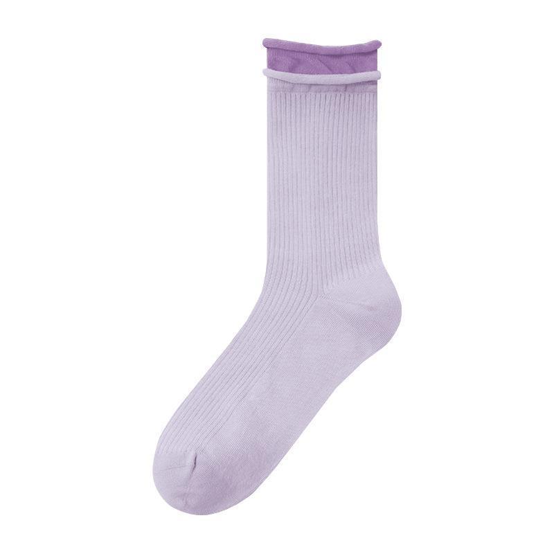 Contrast Color Double Screw Transparent Silk Cool Sunken Stripe Socks Limorista