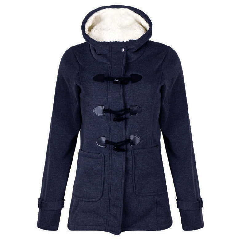 Women Warm Hooded Wool Double Button Coat Limorista
