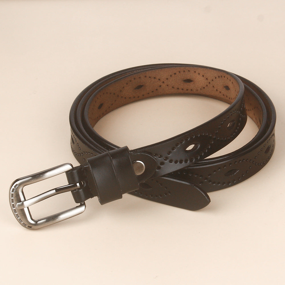 Vintage Hollow Belt Leather Cowhide Copper Pin Buckle Limorista