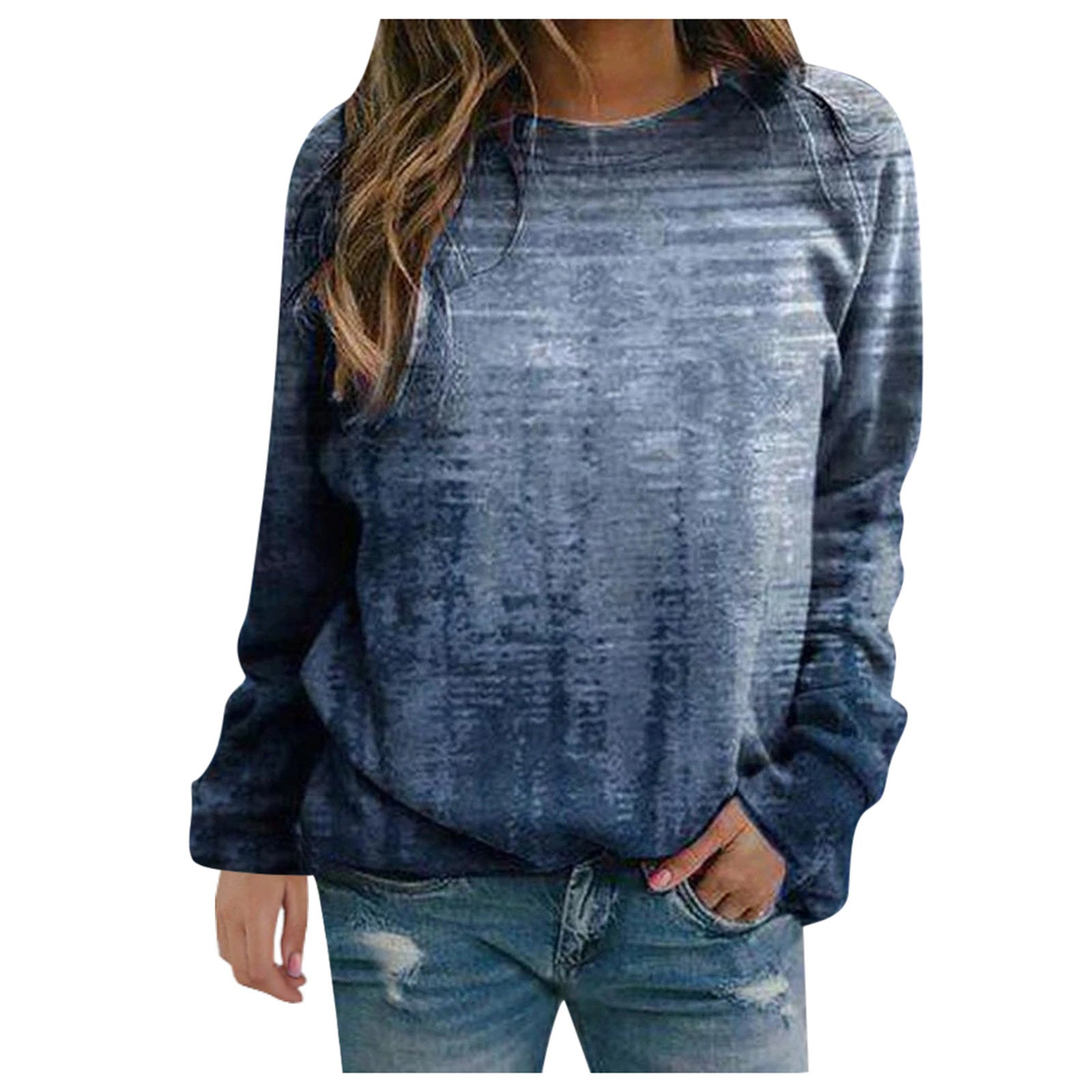 Limorista - Rendering 3D Digital Printing Long Sleeve Loose Round Neck Sweater