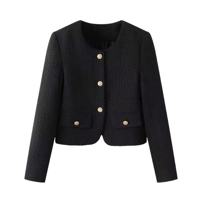 French Style Retro Crew Neck Coat For Women Limorista