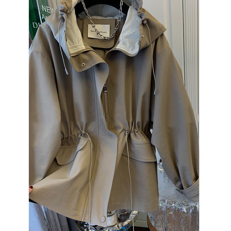 British Style Hooded Trench Coat Coat Women&
