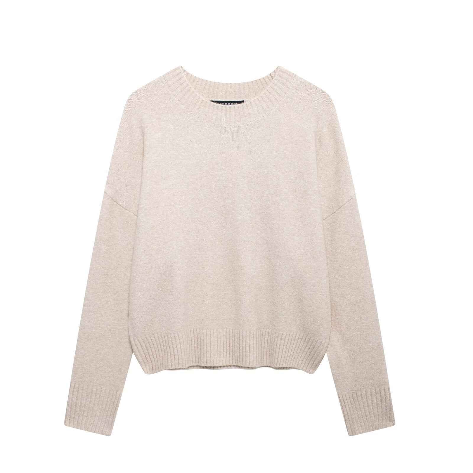 Limorista - Versatile Solid Color Long Sleeve Soft Sweater