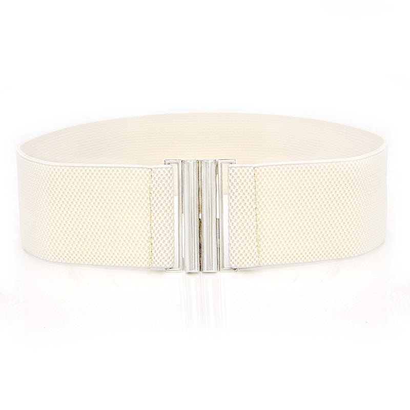 Elastic Elastic Silver Buckle Wide Belt Decorated Skirt Accessories Limorista