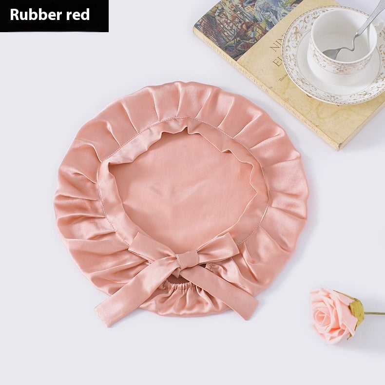 Encrypted Satin Silk Plain Satin Confinement Household Hair Care Lace-up Nightcap Limorista