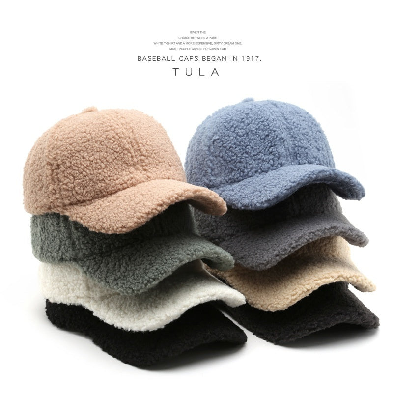 Baseball Cap Fashion Retro Solid Color Lamb Wool Curved Brim Limorista
