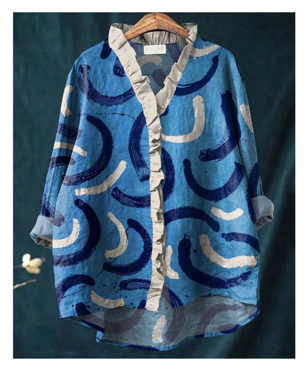 Loose Print Crew Neck Casual Plus Size Women&