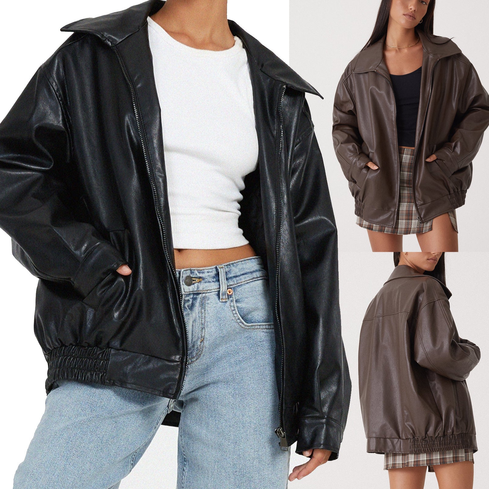 Leather Coat Women&