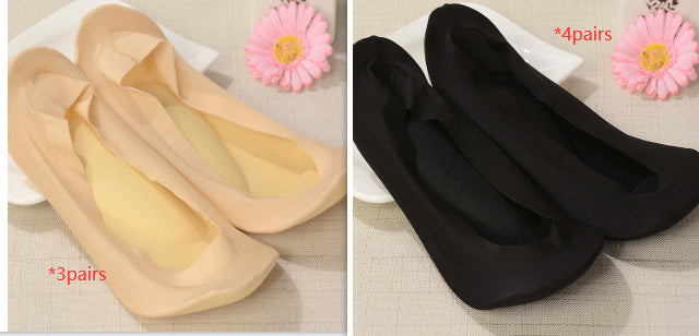 3D Arch Foot Massage Health Care Women Summer Socks Ice Silk Socks Shallow Mouth Silica Gel Invisible Slippers Feet Care Limorista