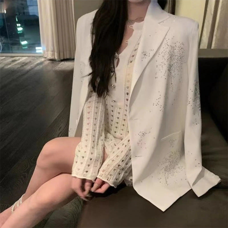 Casual Plus Size Diamond Suit Jacket Limorista