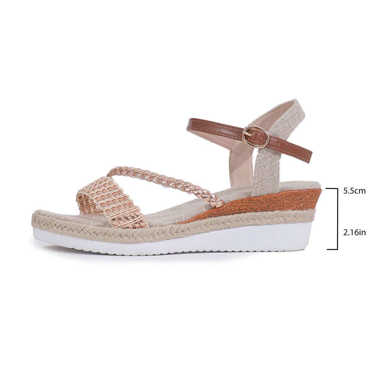 Ethnic Style One Strap Sandals Platform Wedge Buckle Plus Size Limorista