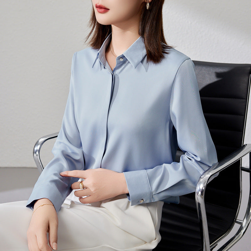 Graceful Satin Top OL Business Clothing Shirt For Women Limorista