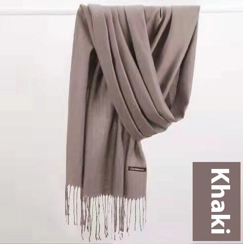 Pure Color Warm Keeping Scarf All-match Cashmere Shawl Limorista