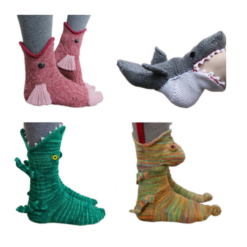 Funny Shark Chameleon Cartoon Socks Limorista