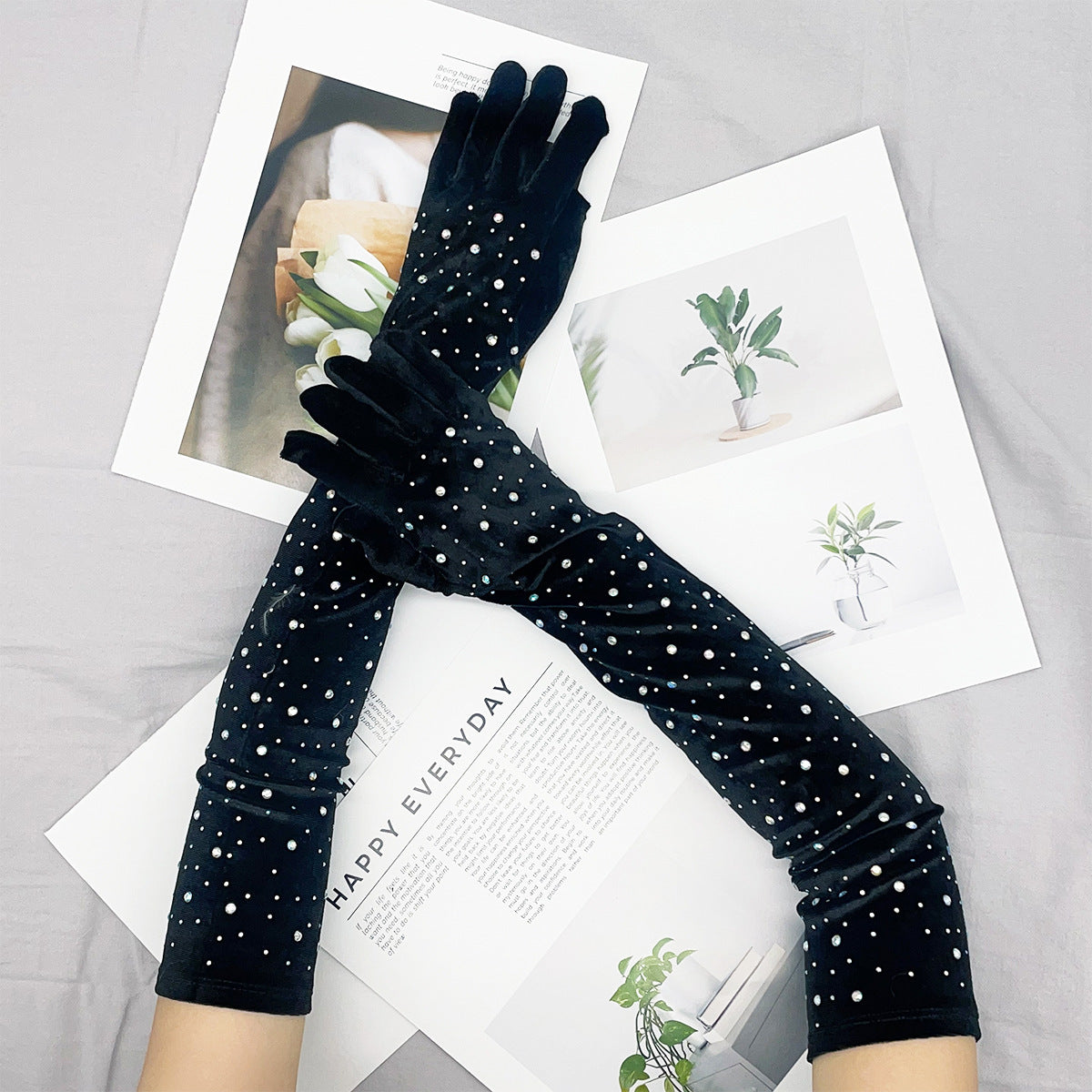 Warm Gold Velvet Clothing Gloves Limorista