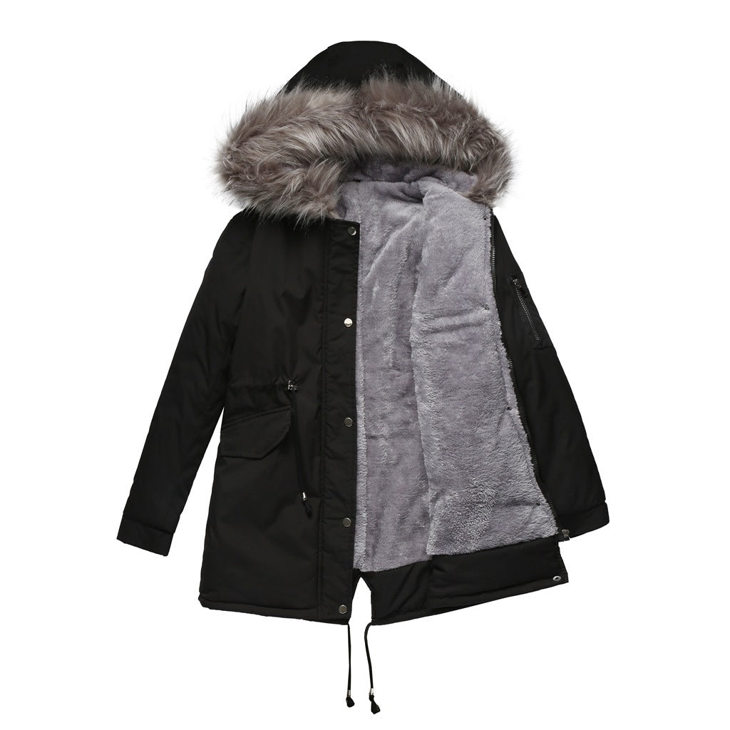 Parka Cotton-padded Coat Mid-length Hooded Limorista