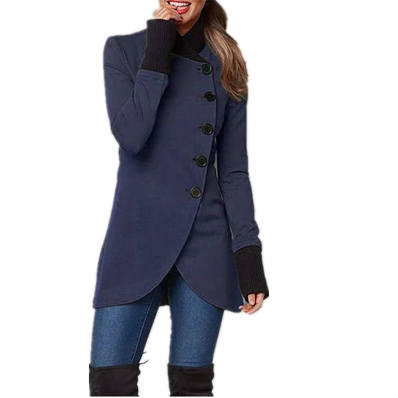 Single-breasted Panelled Hem Slit Long-sleeved Jacket Limorista