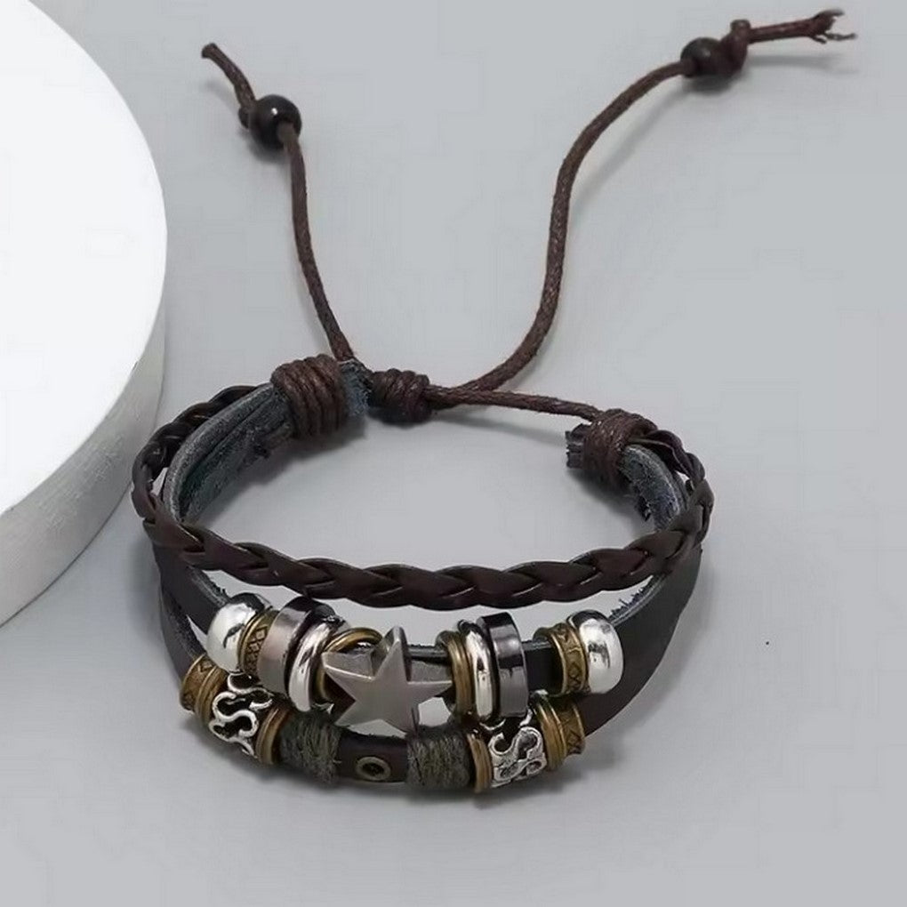 Personalized Beaded Five-pointed Star Leather Bracelet Trendy Simple Limorista
