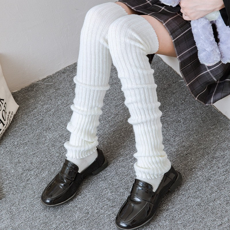 Solid Color Knitted Socks Stockings Limorista