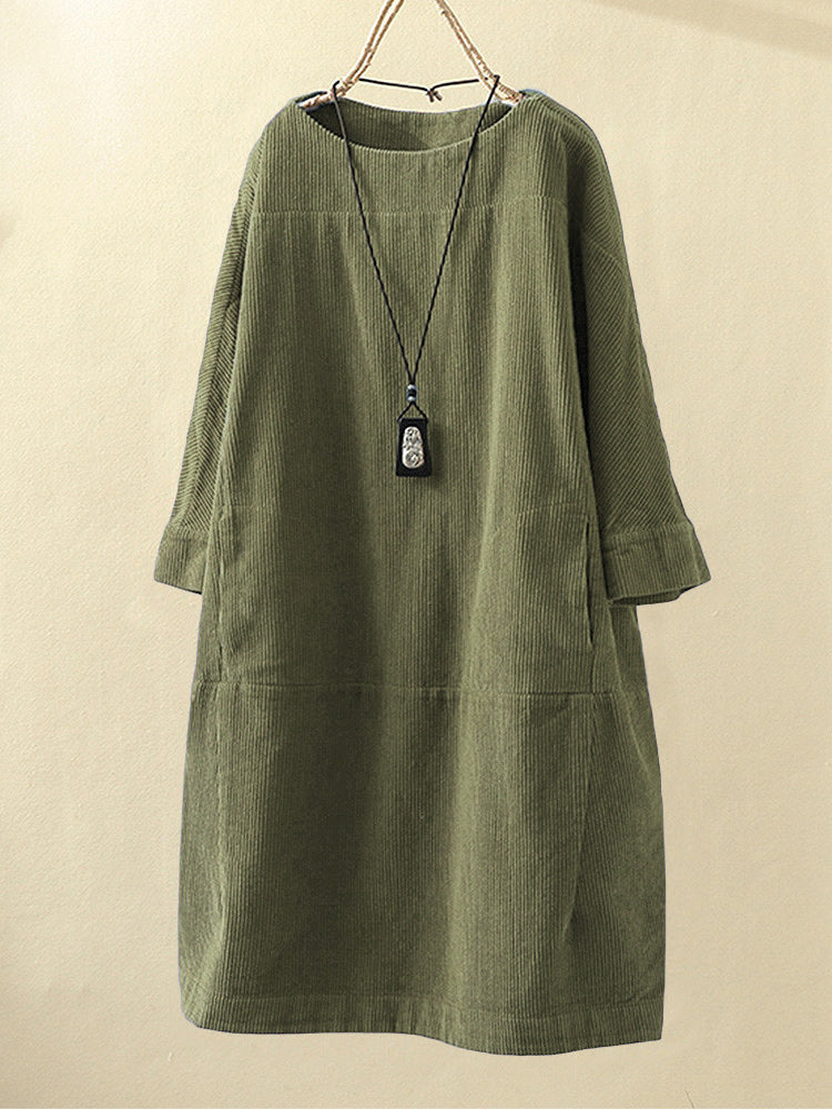 New solid color dress Korean loose three-quarter sleeves Limorista