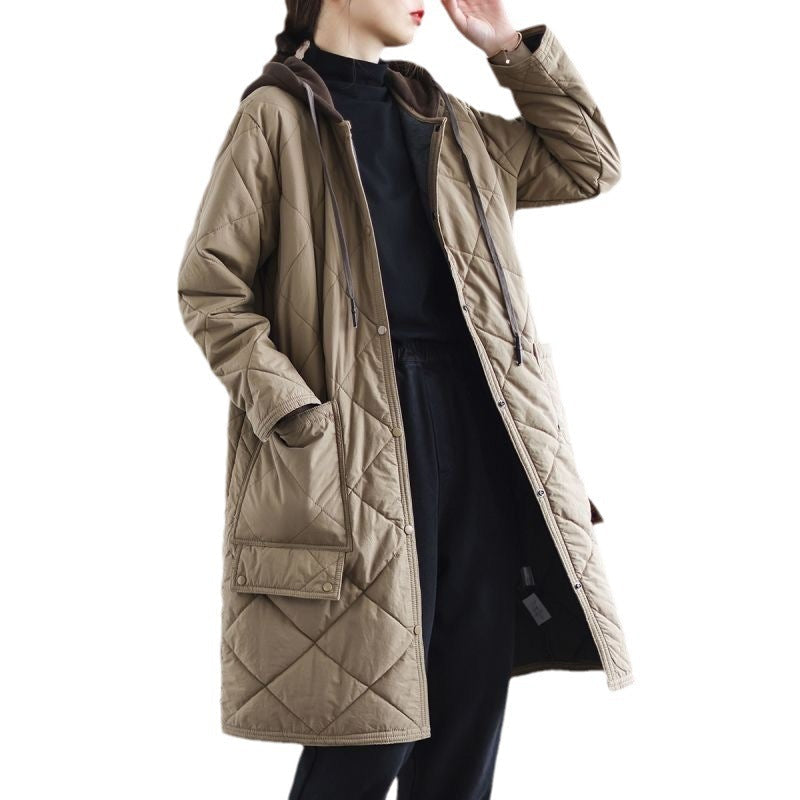 Hooded Large Pocket Long Warmth Retention Material Clothes Trench Coat Limorista