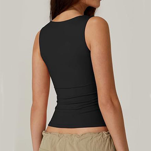 Summer Square-neck Tank Vest Ins Fashion Slim Solid Sleeveless Tops For Women Clothing Limorista