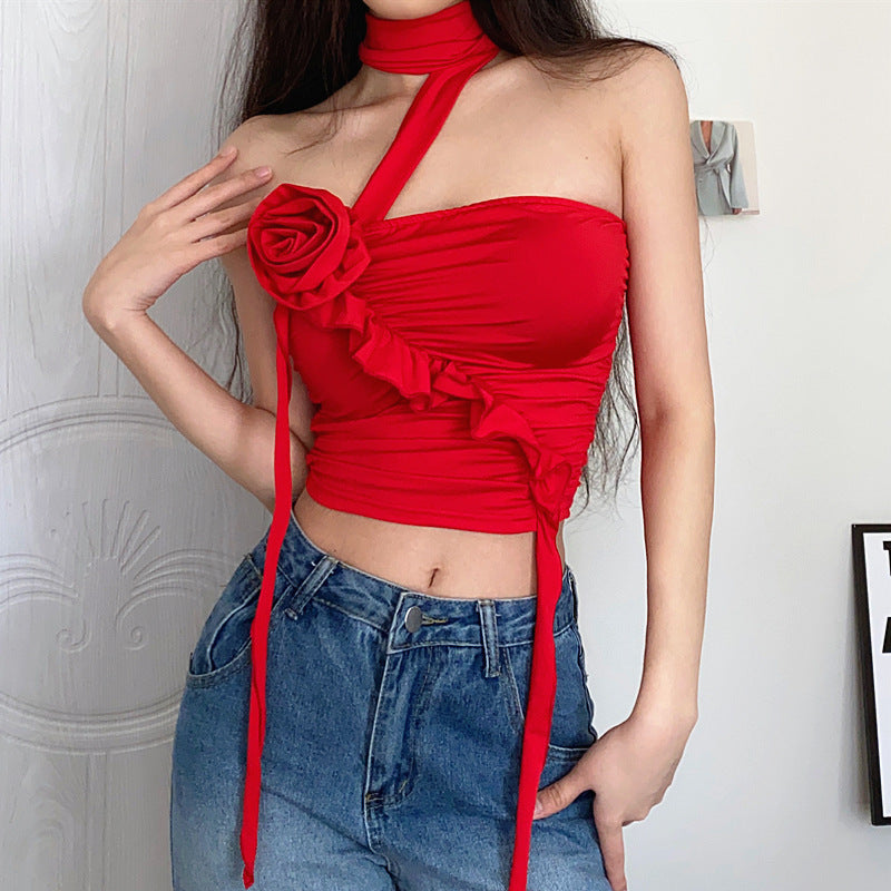 Limorista - Flower Pleated Scarf Floating Top For Women