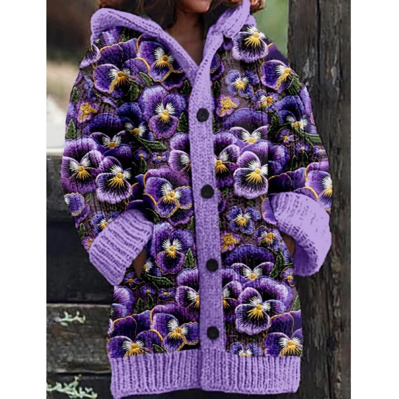 Abstract 3D Printing Casual Cloak Coat Women Limorista