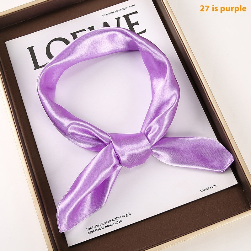 Solid Color Square Scarf Artificial Silk Small Square Towel Limorista