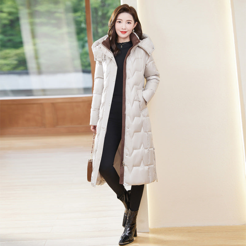 Down Cotton-padded Coat For Women Long Below The Knee Limorista