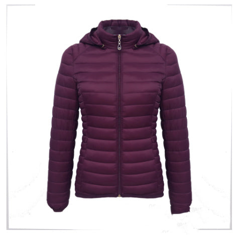 Autumn And Winter Zipper Short Hooded Detachable Solid Color Stand Collar Lightweight Cotton-padded Jacket Limorista