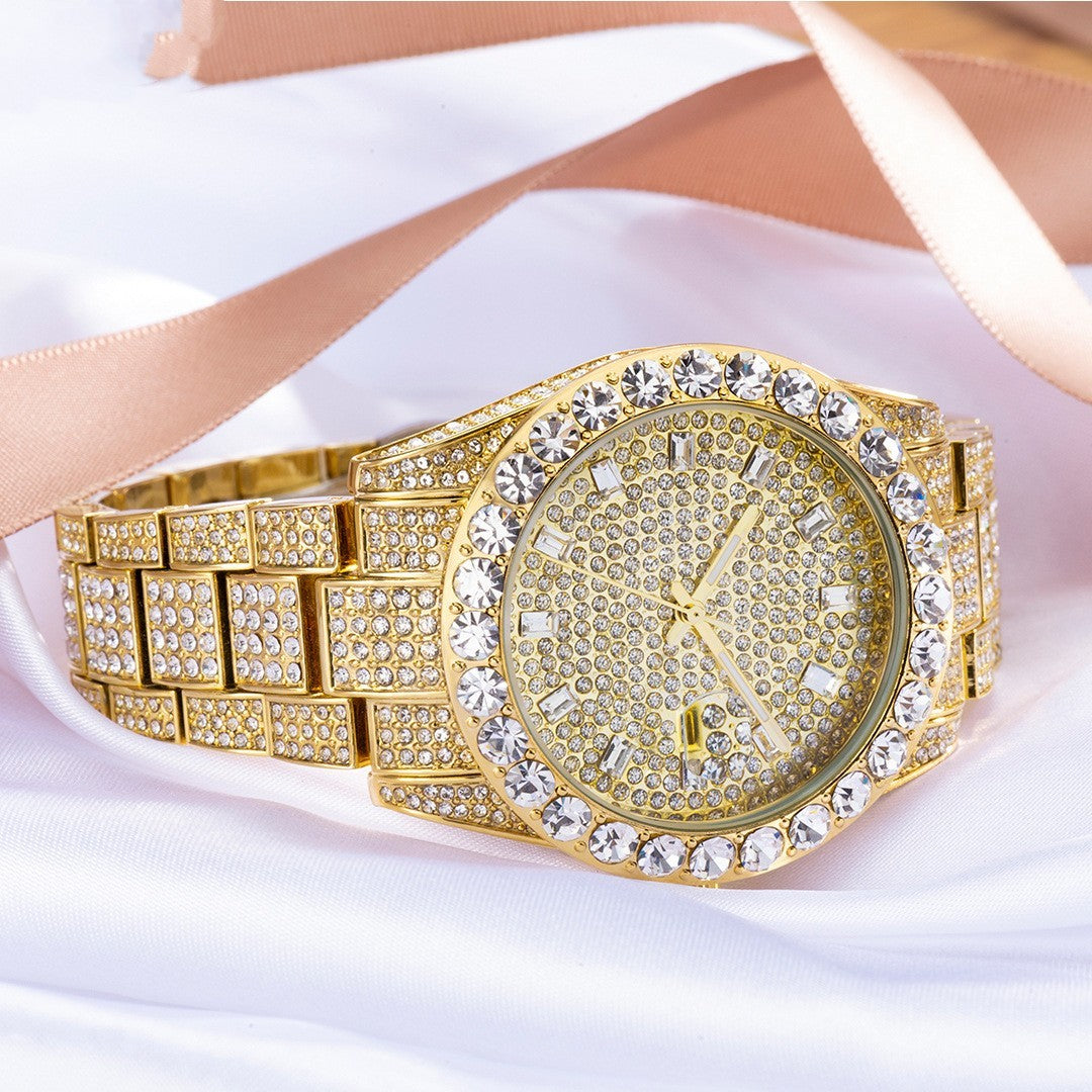 Fashionable Large Dial Full Diamond Watch Limorista