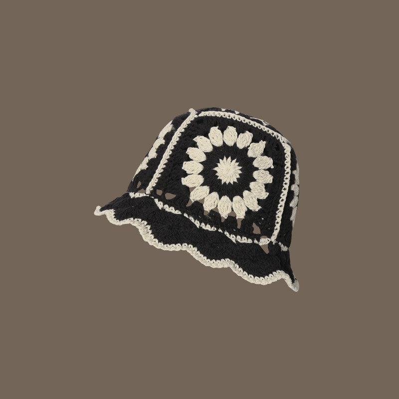 Handmade Design Double Color Hollow Basin Hat Women&