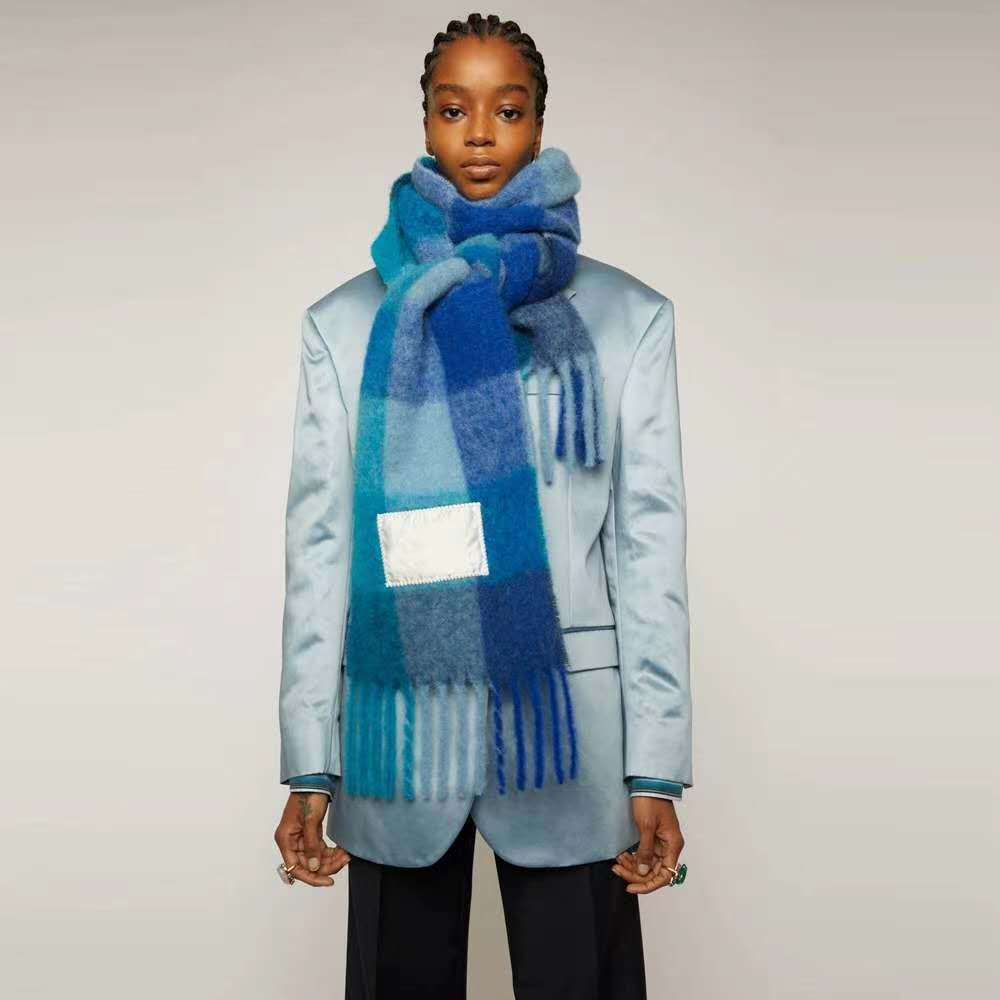 Plaid Mohair Scarf Colored Ladies Limorista