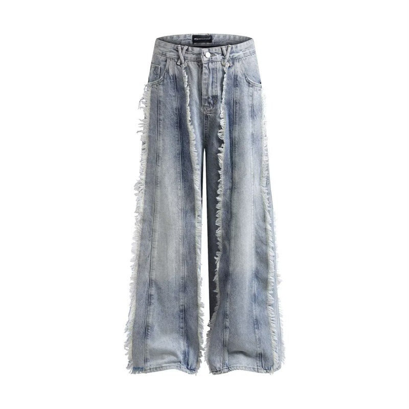 Jeans Destroyed Loose Burrs Wide Leg Bootcut Pants Limorista