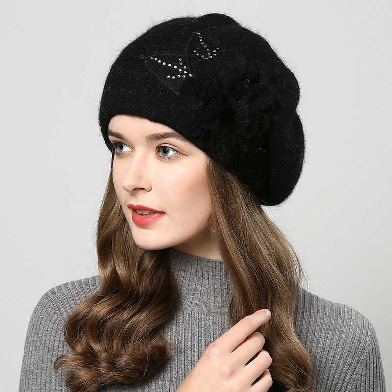 Autumn Winter All-match Rabbit Fur Knitted Woolen Cap Women Limorista