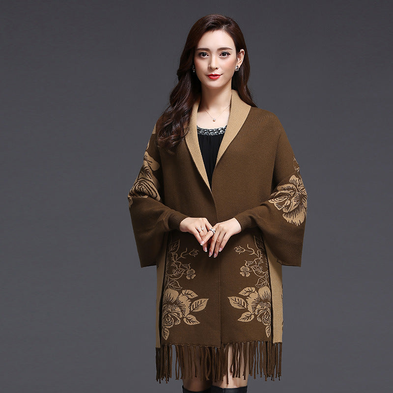 Mid-length Tassels Loose-fitting Knitted Cardigan Thickened Sweater Cashmere Outerwear Limorista