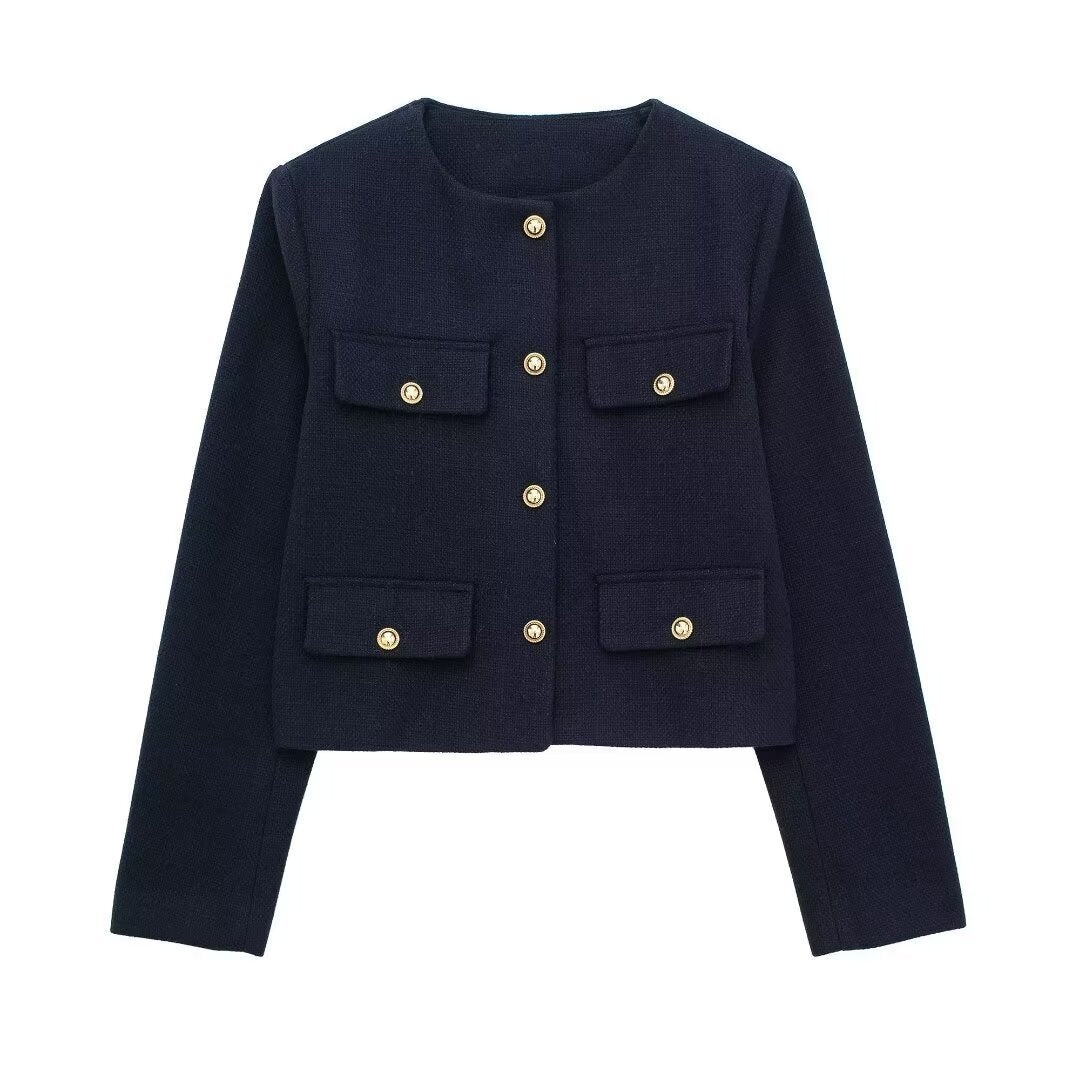 Fashion Casual All-match Flip Trim Short Coat Limorista
