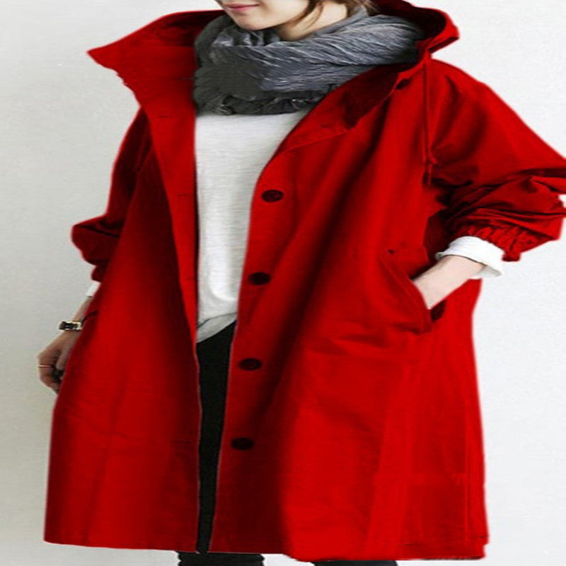 Women Windbreaker Jacket Casual Loose Button Pockets Hooded Quick Dry Windproof Waterproof Clothes For Outdoor Hiking Camping Limorista