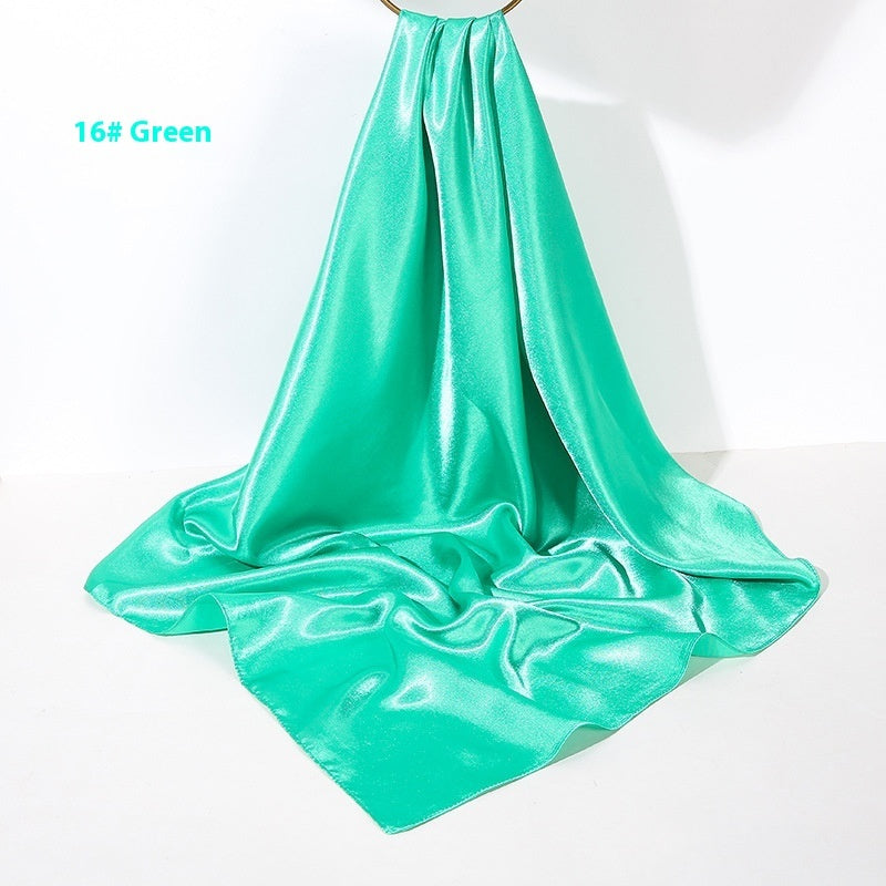 Pure Color Silk Scarf Artificial Silk 90cm Shiny Satin Shawl Limorista