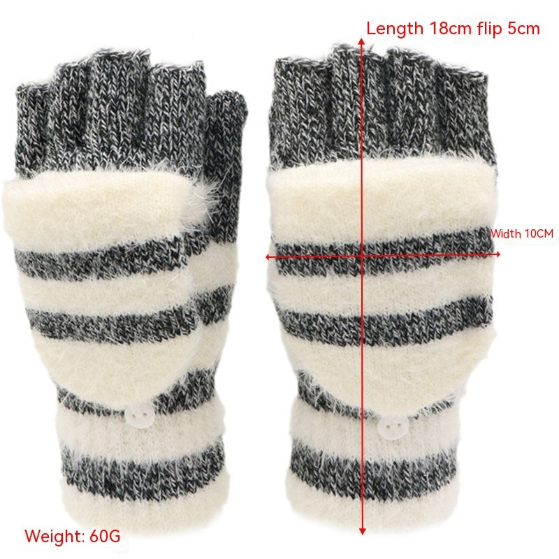Flip Half Finger Knitting Wool Gloves Limorista