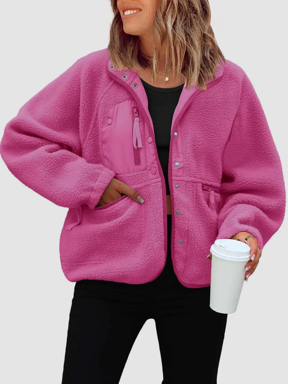 Short Cardigan Plush Jacket Lamb Wool Coat Limorista