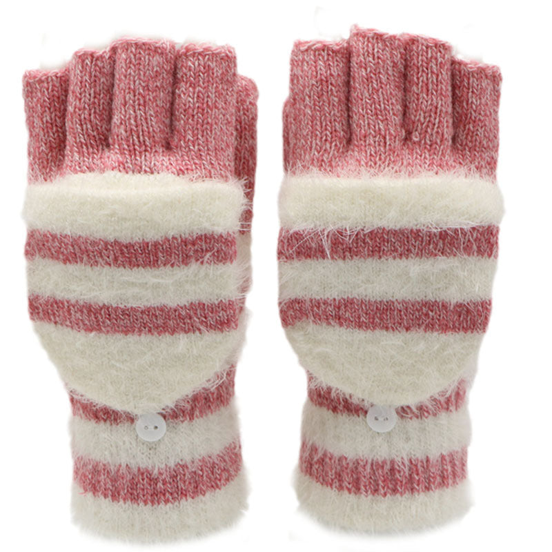 Flip Half Finger Knitting Wool Gloves Limorista