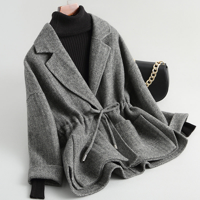 Short Woolen Coat Double-sided Wool Overcoat Limorista