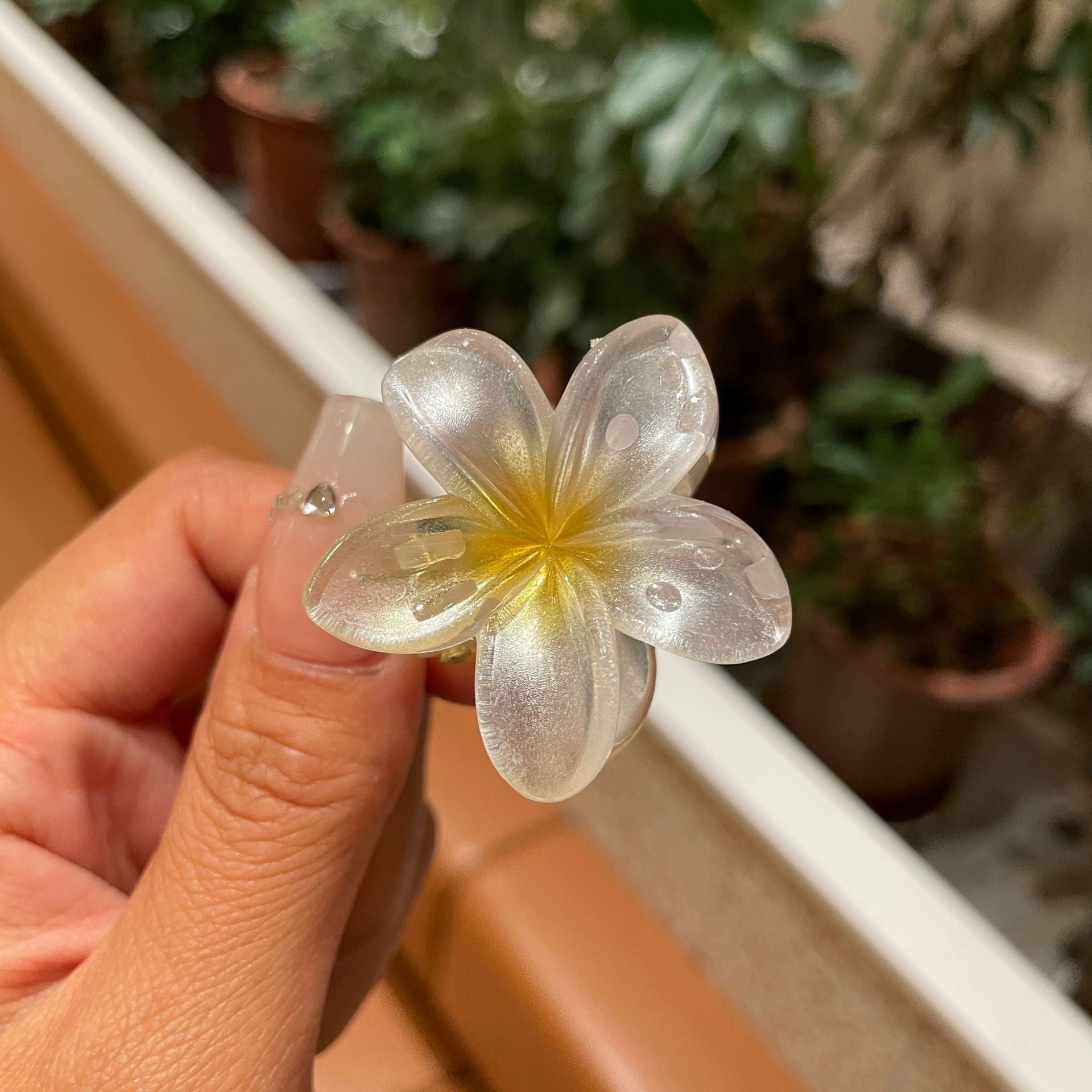 4CM Plumeria Rubra Grip Flower Barrettes Female Limorista