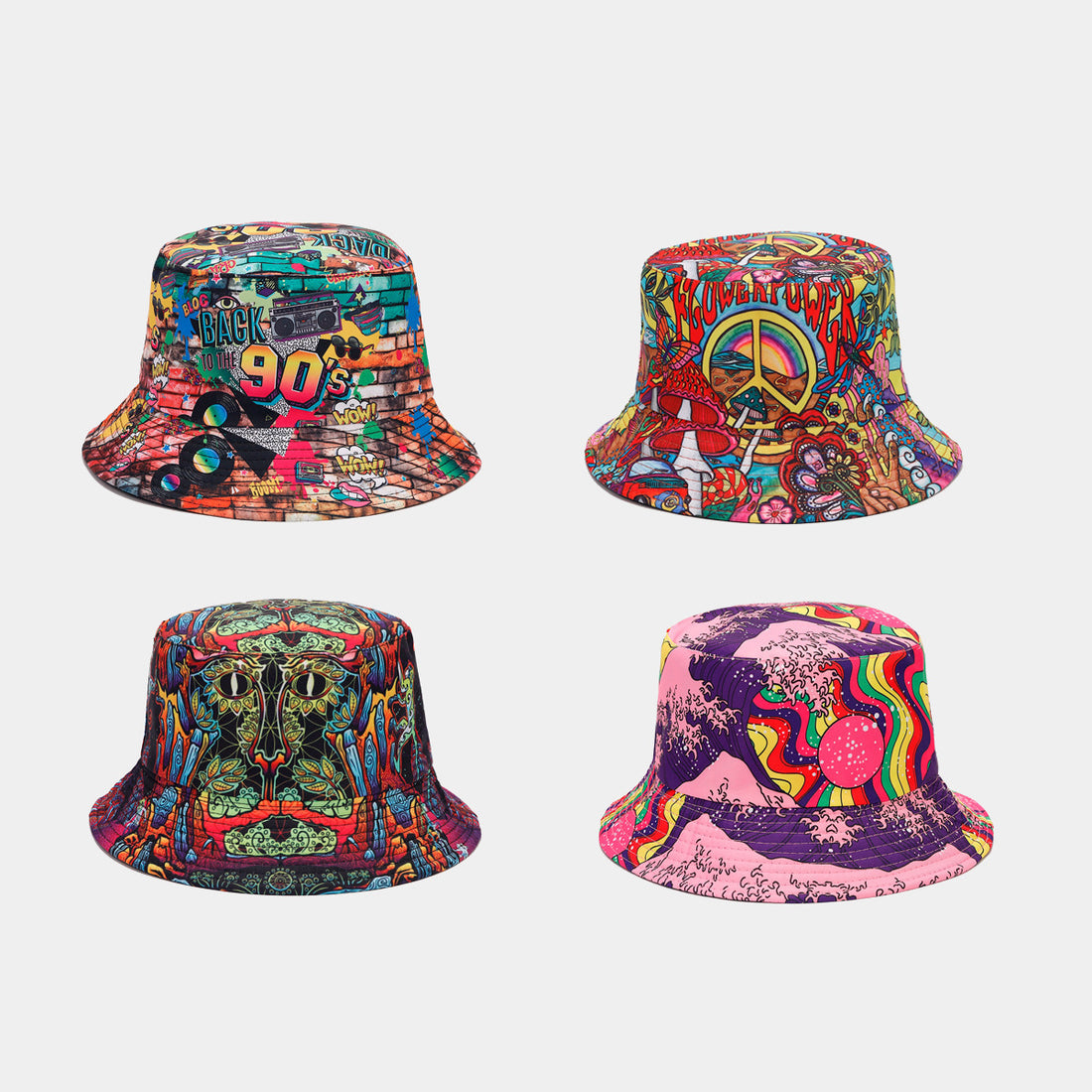 Graffiti Double-sided Bucket Hat Female Party Hip Hop Bucket Hat Limorista