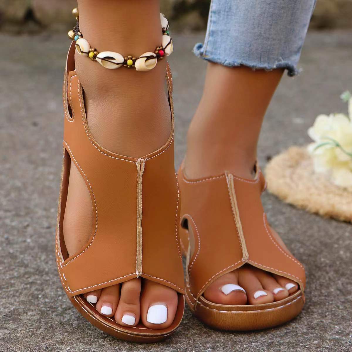 New Summer Wedges Sandals With Elastic Band Design Casual Fish Mouth Shoes For Women Limorista